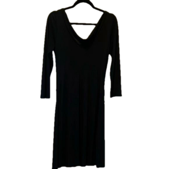 24. Club Monaco Black Cowl Neck LBD - Picture 1 of 4